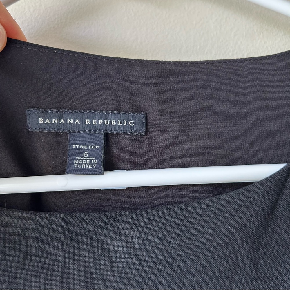 Banana Republic Wool Midi A-line Swing Black Dress Sleeveless Classic LBD 6 S - Picture 6 of 11